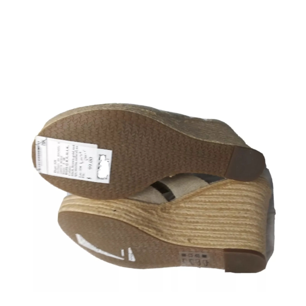 Michael Kors Damita Wedge Shoes Size 9.5M Khaki Heels Gold Zip Accent - Picture 8 of 11